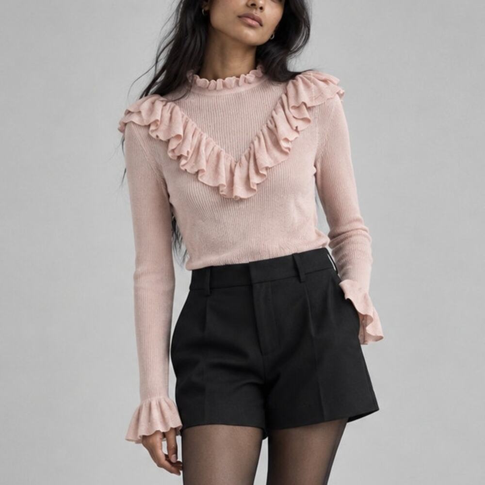 Ulla Johnson Maritza Pullover Sweater Womens L Pink Blush Cotton Long Sleeve